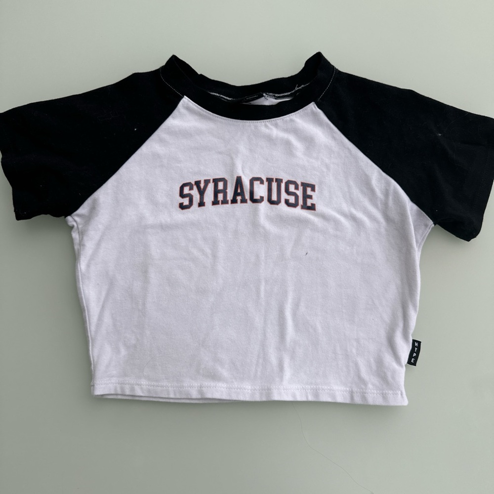 Hype Black and White Crop Top Syracuse Print